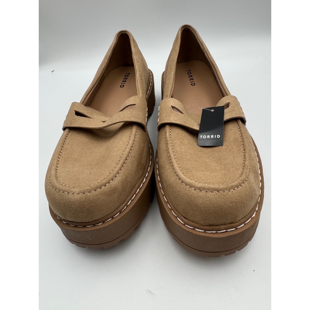 Torrid Womens Tan Faux Suede Platform Lug Sole Penny Loafers 10.5WW 41650019 - Picture 3 of 8
